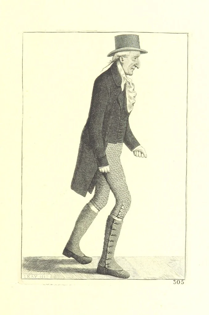 An illustration from A series of original Portraits and Caricature Etchings by ... J. Kay; ... with biographical sketches and illustrative anecdotes. [Edited by H. P, 1877, leaf 675