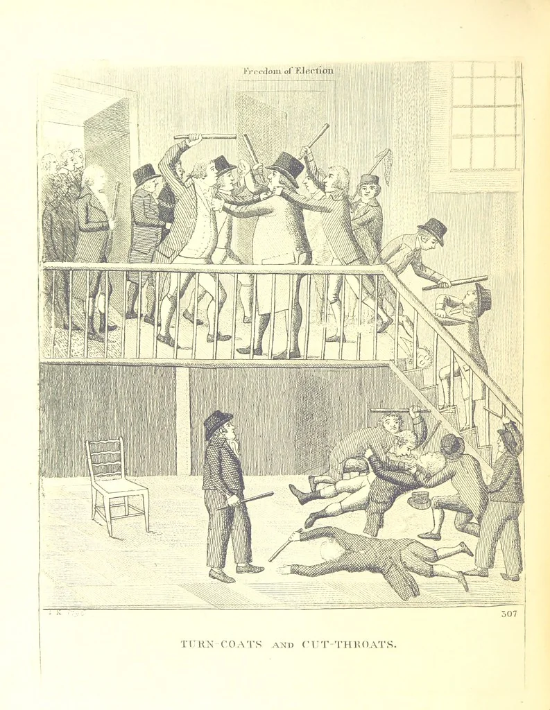 An illustration from A series of original Portraits and Caricature Etchings by ... J. Kay; ... with biographical sketches and illustrative anecdotes. [Edited by H. P, 1877, leaf 686