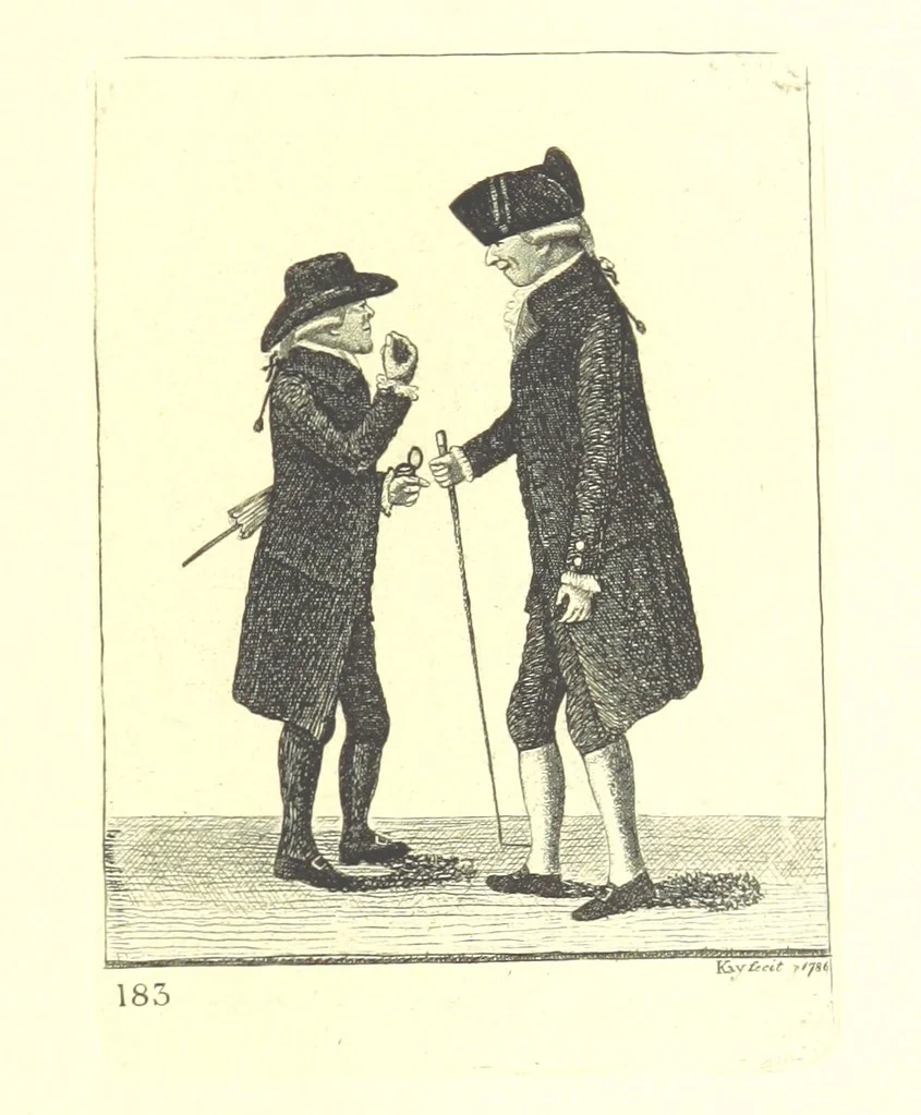 An illustration from A series of original Portraits and Caricature Etchings by ... J. Kay; ... with biographical sketches and illustrative anecdotes. [Edited by H. P, 1877, leaf 71