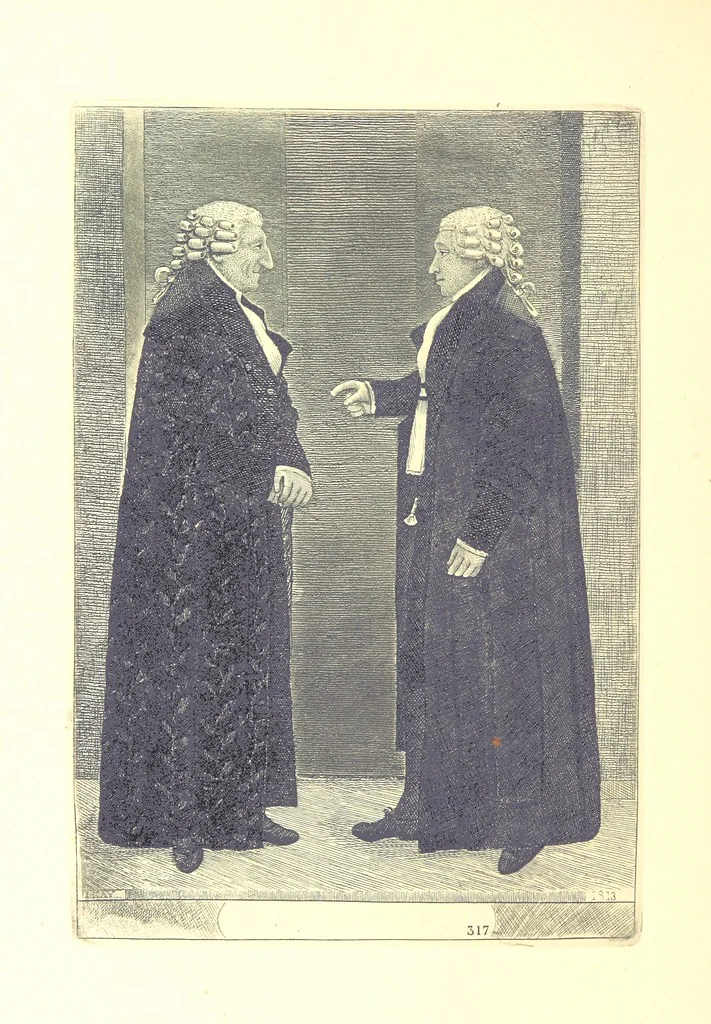 An illustration from A series of original Portraits and Caricature Etchings by ... J. Kay; ... with biographical sketches and illustrative anecdotes. [Edited by H. P, 1877, leaf 736