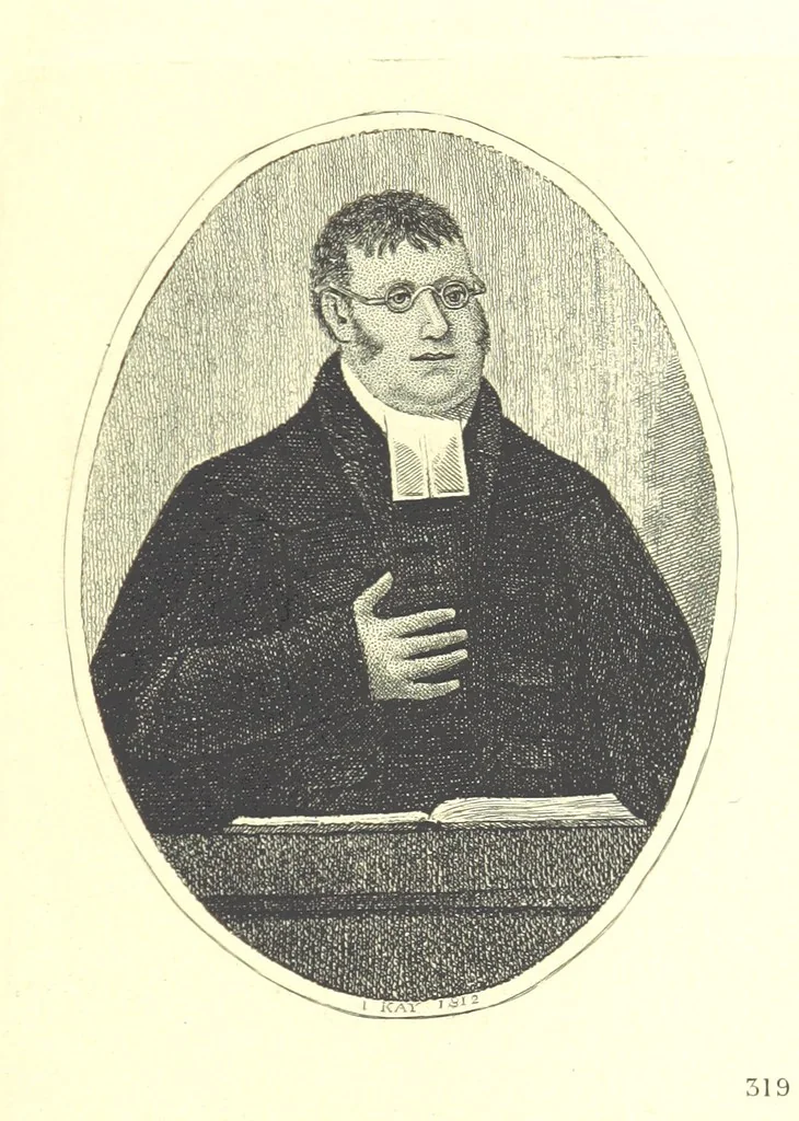 An illustration from A series of original Portraits and Caricature Etchings by ... J. Kay; ... with biographical sketches and illustrative anecdotes. [Edited by H. P, 1877, leaf 743