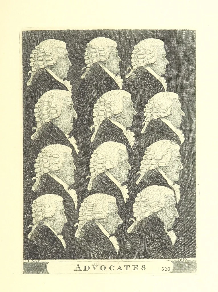 An illustration from A series of original Portraits and Caricature Etchings by ... J. Kay; ... with biographical sketches and illustrative anecdotes. [Edited by H. P, 1877, leaf 747