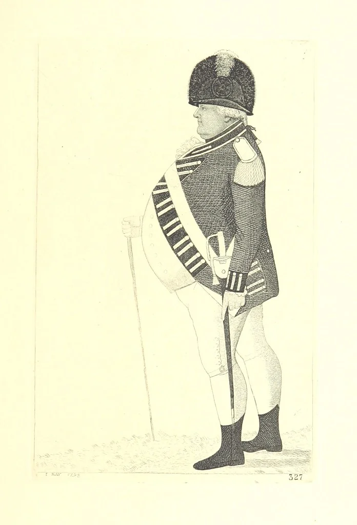An illustration from A series of original Portraits and Caricature Etchings by ... J. Kay; ... with biographical sketches and illustrative anecdotes. [Edited by H. P, 1877, leaf 793