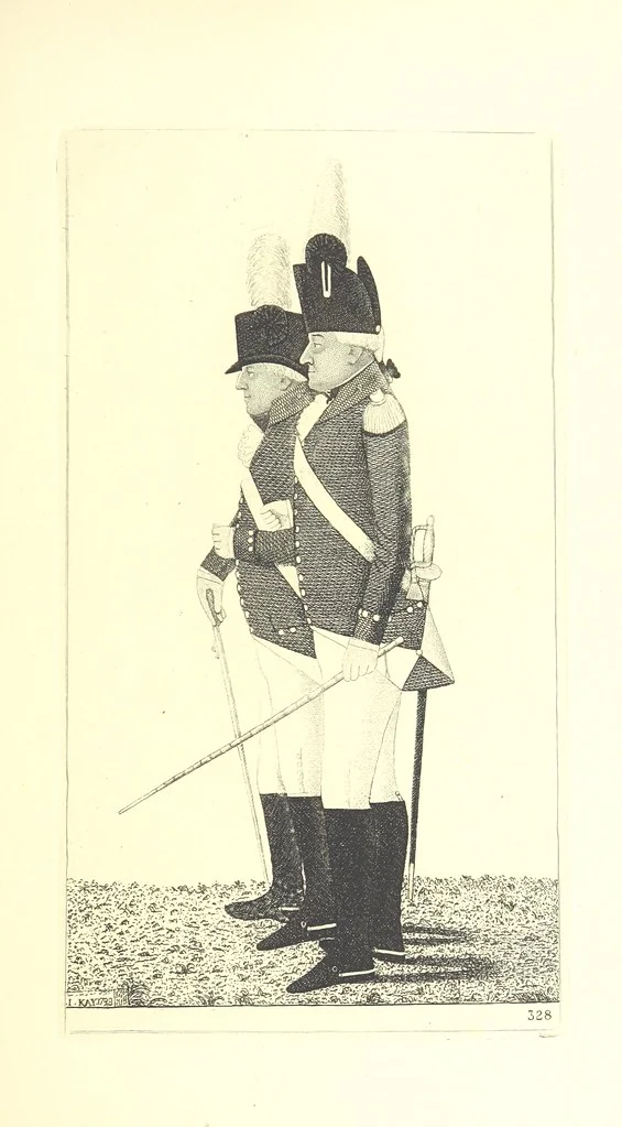 An illustration from A series of original Portraits and Caricature Etchings by ... J. Kay; ... with biographical sketches and illustrative anecdotes. [Edited by H. P, 1877, leaf 797