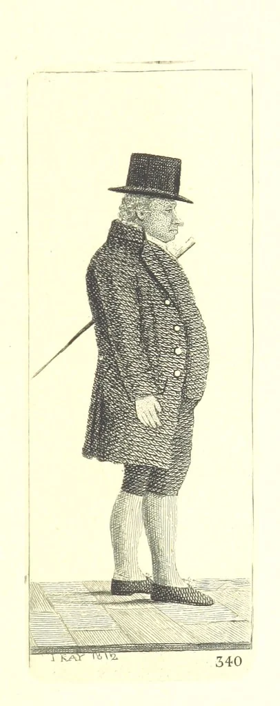 An illustration from A series of original Portraits and Caricature Etchings by ... J. Kay; ... with biographical sketches and illustrative anecdotes. [Edited by H. P, 1877, leaf 841