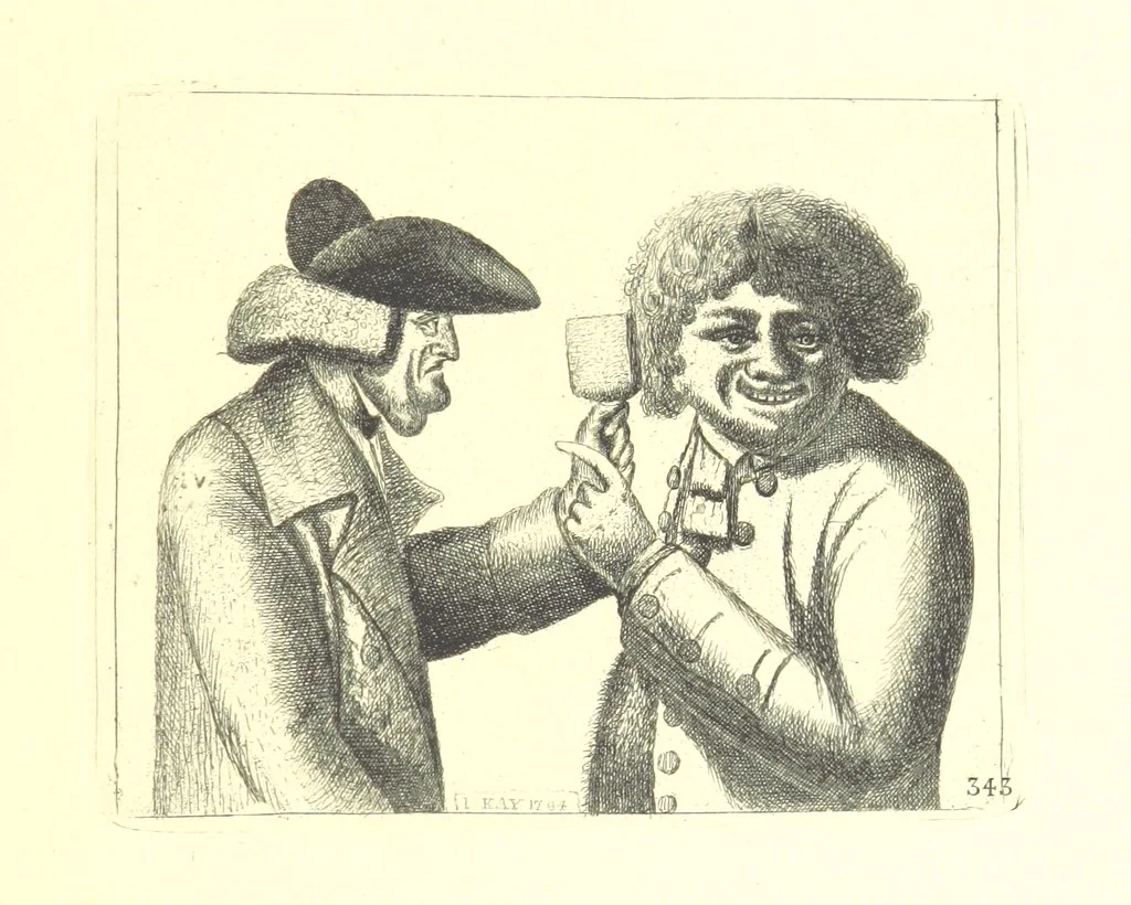 An illustration from A series of original Portraits and Caricature Etchings by ... J. Kay; ... with biographical sketches and illustrative anecdotes. [Edited by H. P, 1877, leaf 847