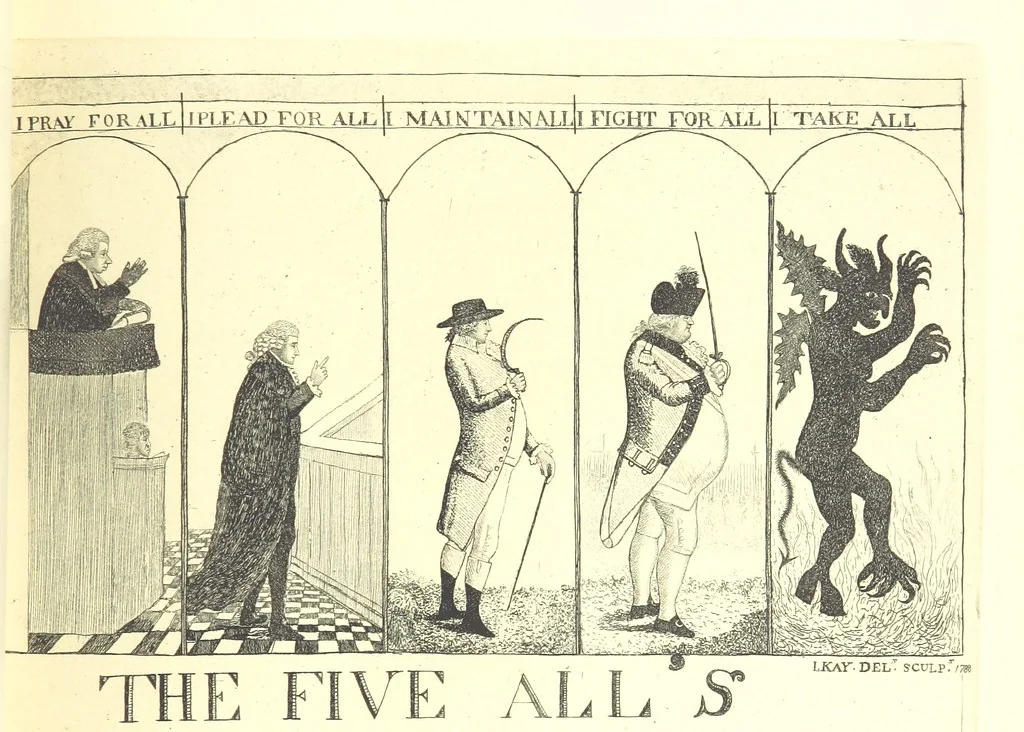 An illustration from A series of original Portraits and Caricature Etchings by ... J. Kay; ... with biographical sketches and illustrative anecdotes. [Edited by H. P, 1877, leaf 93