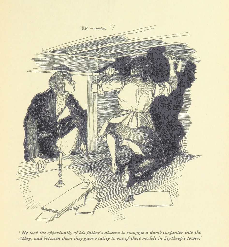 An illustration from Headlong Hall, and Nightmare Abbey ... With an introduction by George Saintsbury, 1896, leaf 175