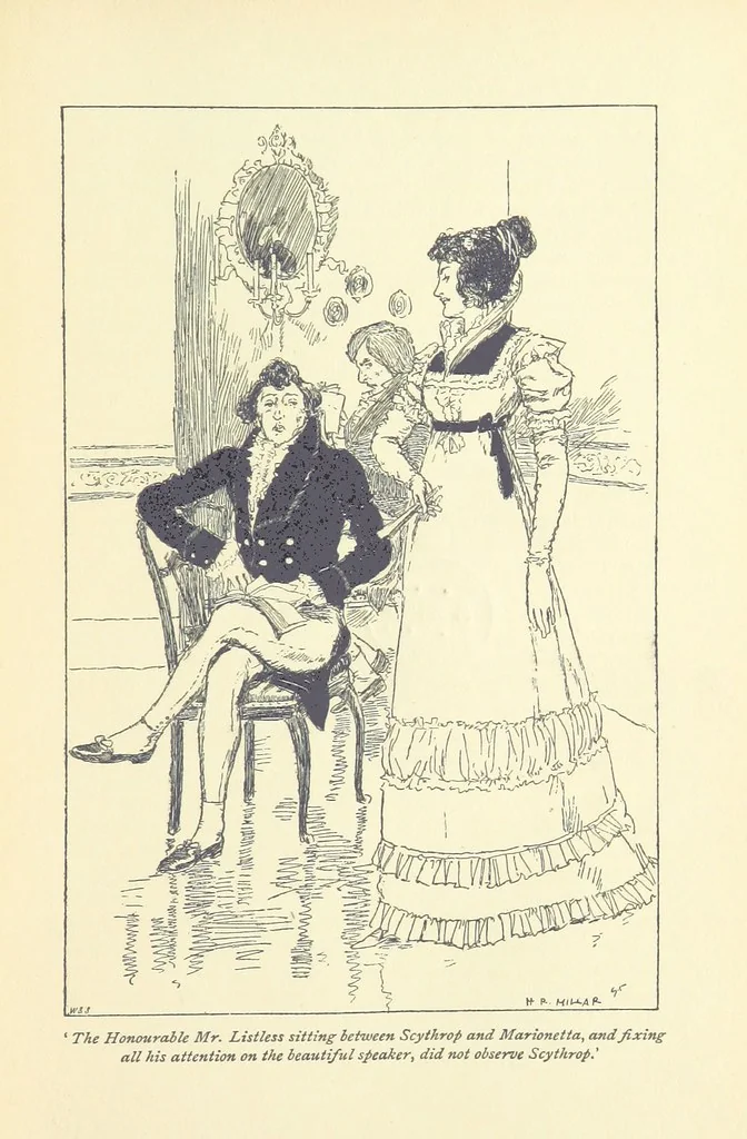 An illustration from Headlong Hall, and Nightmare Abbey ... With an introduction by George Saintsbury, 1896, leaf 201
