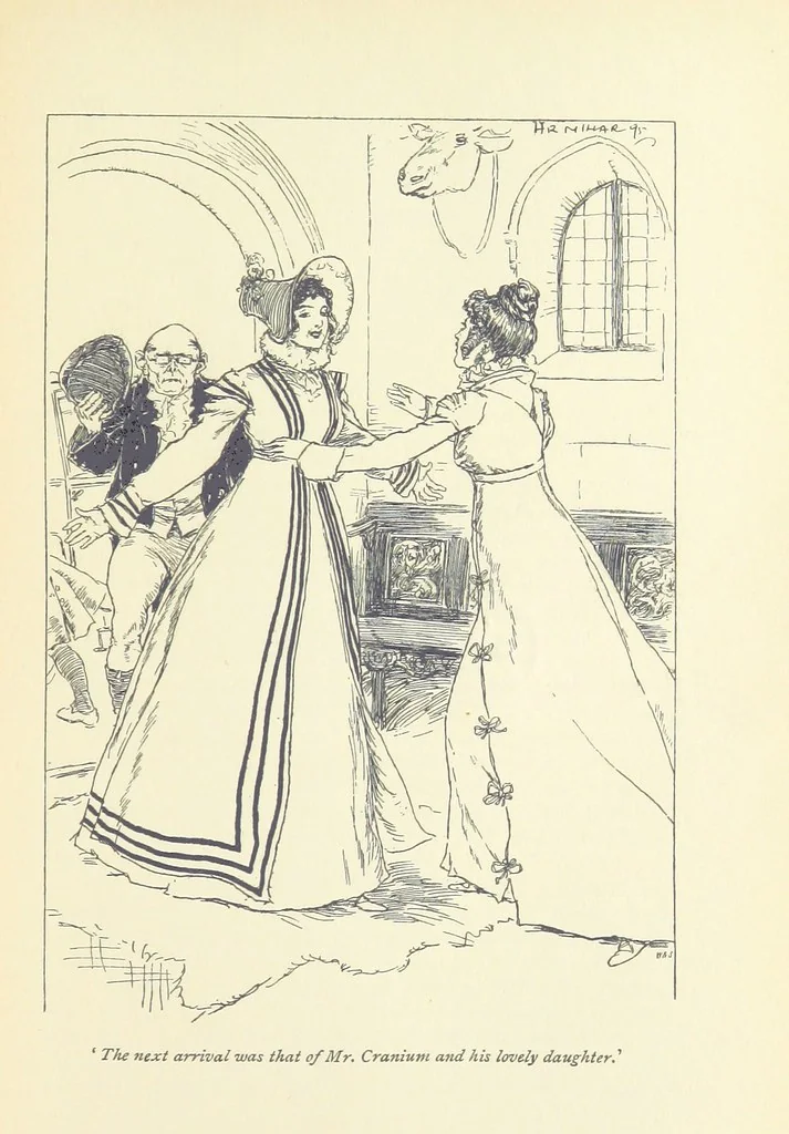 An illustration from Headlong Hall, and Nightmare Abbey ... With an introduction by George Saintsbury, 1896, leaf 57