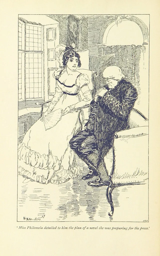 An illustration from Headlong Hall, and Nightmare Abbey ... With an introduction by George Saintsbury, 1896, leaf 80