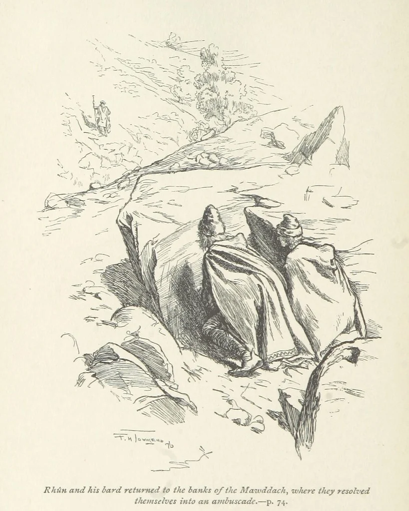An illustration from The misfortunes of Elphin, and Rhododaphne ... With an introduction by George Saintsbury, 1897, leaf 100
