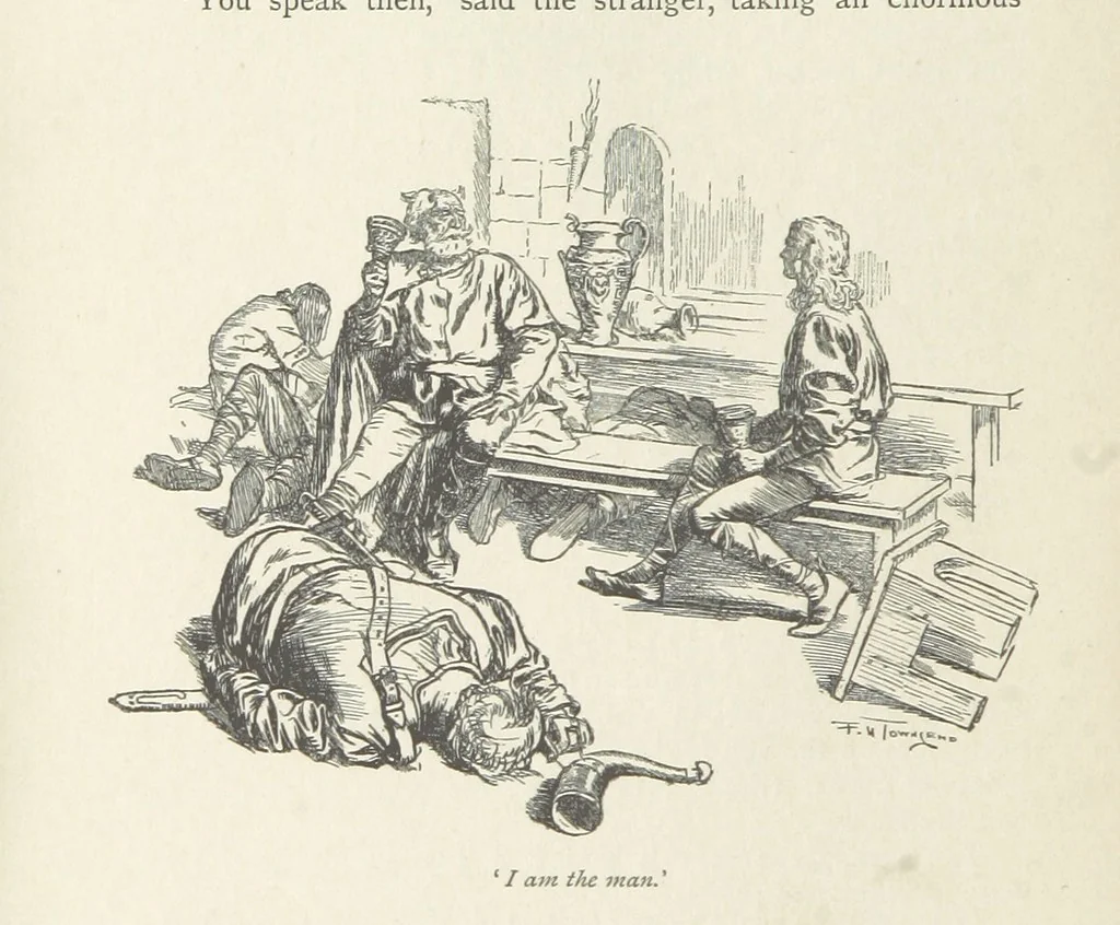 An illustration from The misfortunes of Elphin, and Rhododaphne ... With an introduction by George Saintsbury, 1897, leaf 112