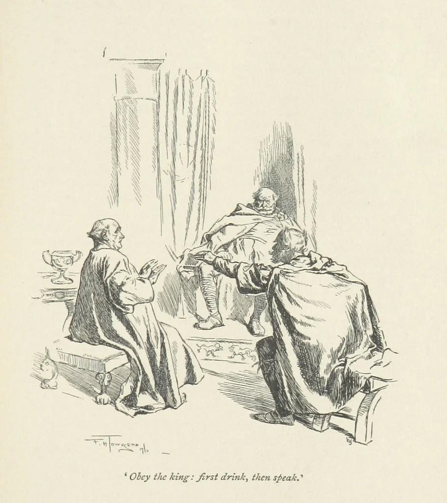 An illustration from The misfortunes of Elphin, and Rhododaphne ... With an introduction by George Saintsbury, 1897, leaf 141