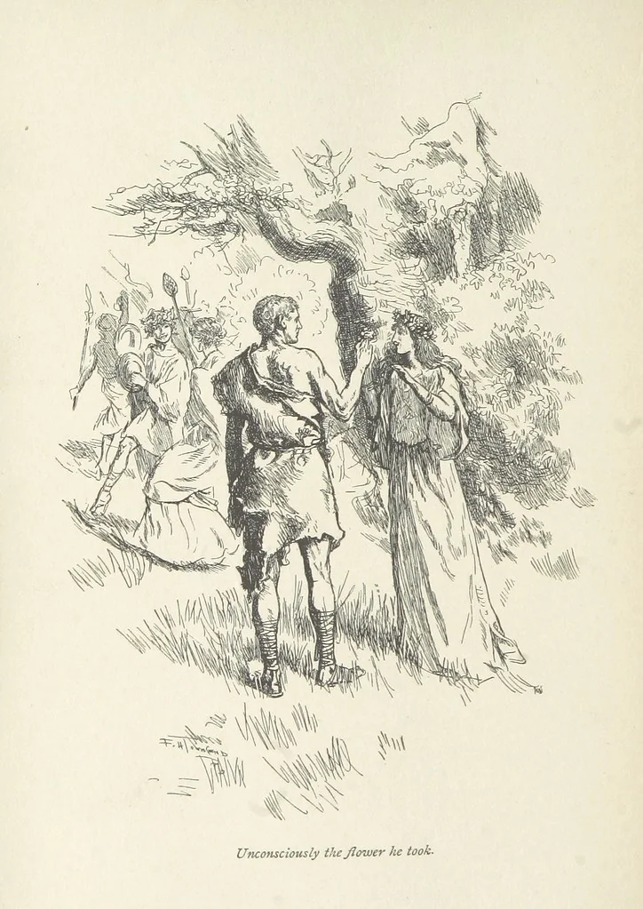 An illustration from The misfortunes of Elphin, and Rhododaphne ... With an introduction by George Saintsbury, 1897, leaf 180