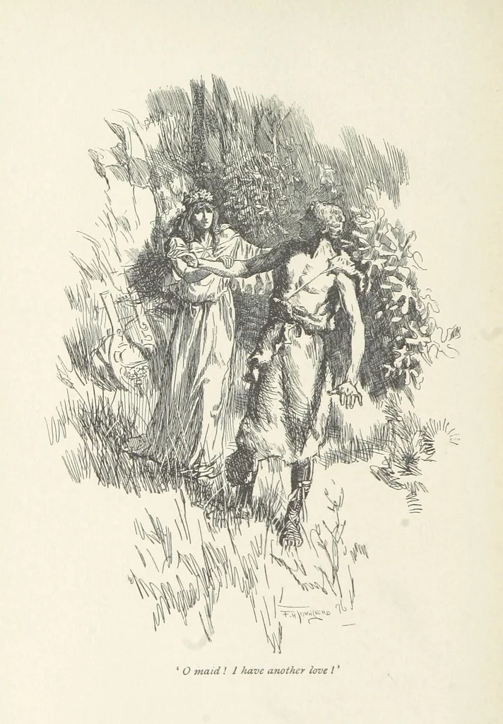 An illustration from The misfortunes of Elphin, and Rhododaphne ... With an introduction by George Saintsbury, 1897, leaf 206