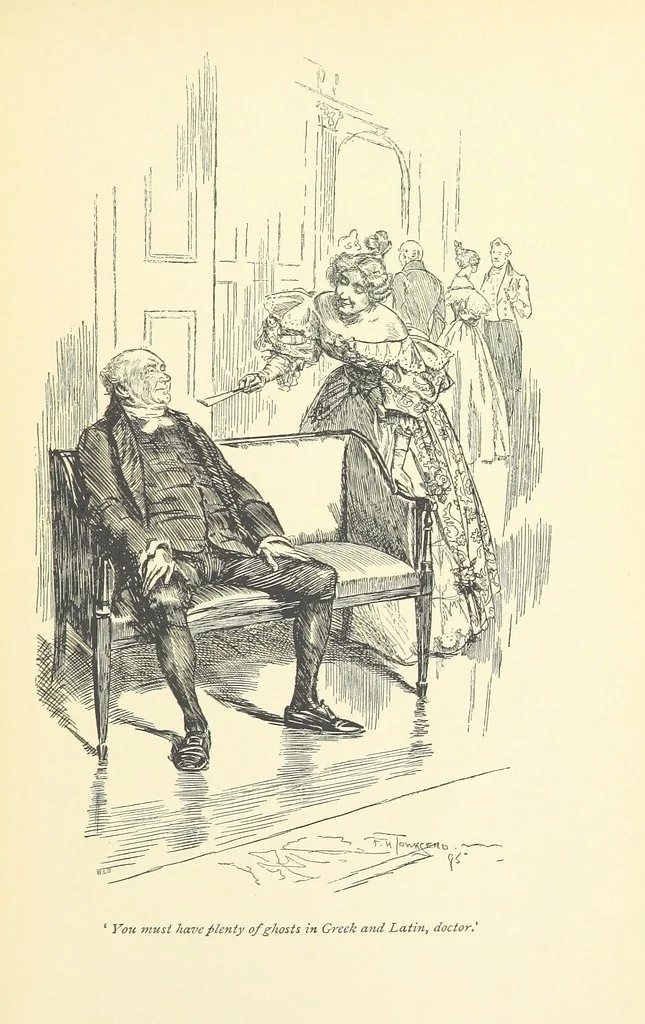 An illustration from Gryll Grange ... With an introduction by George Saintsbury, 1896, leaf 299