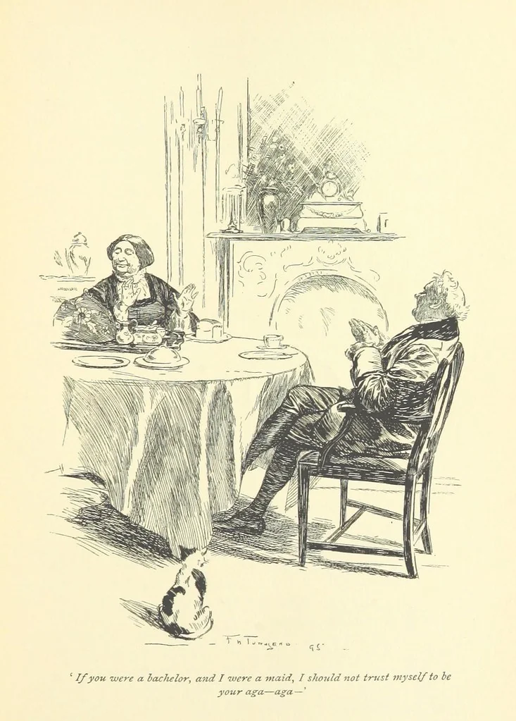 An illustration from Gryll Grange ... With an introduction by George Saintsbury, 1896, leaf 73