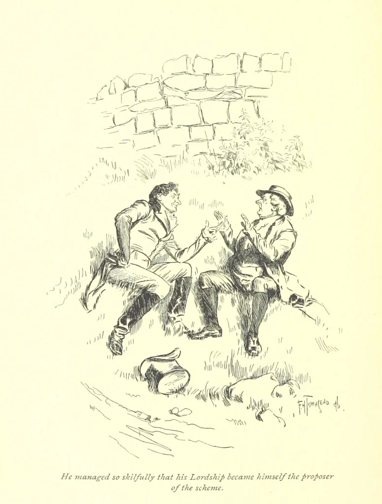 An illustration from Melincourt, or Sir Oran Haut-Ton ... With an introduction by George Saintsbury, 1896, leaf 168