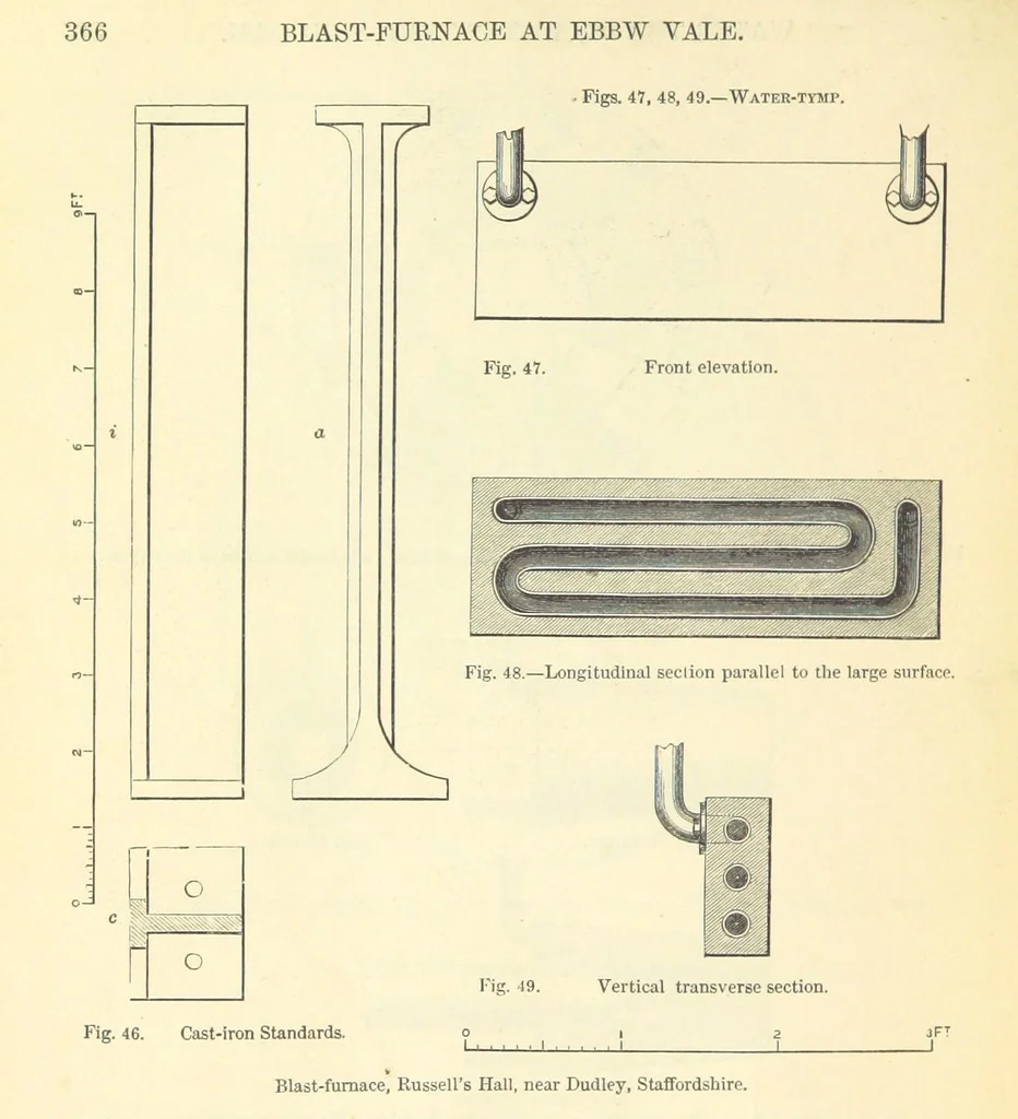 An illustration from Metallurgy. The art of extracting metals from their ores, and adapting them to various purposes of manufacture, etc, 1861, leaf 390