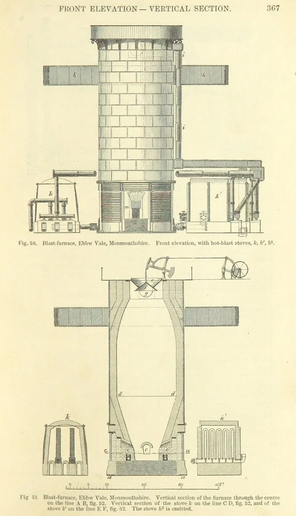 An illustration from Metallurgy. The art of extracting metals from their ores, and adapting them to various purposes of manufacture, etc, 1861, leaf 391