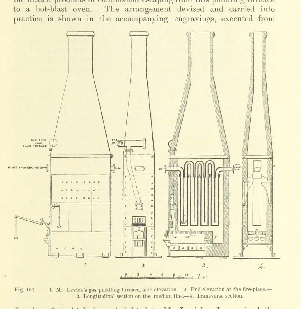 An illustration from Metallurgy. The art of extracting metals from their ores, and adapting them to various purposes of manufacture, etc, 1861, leaf 697