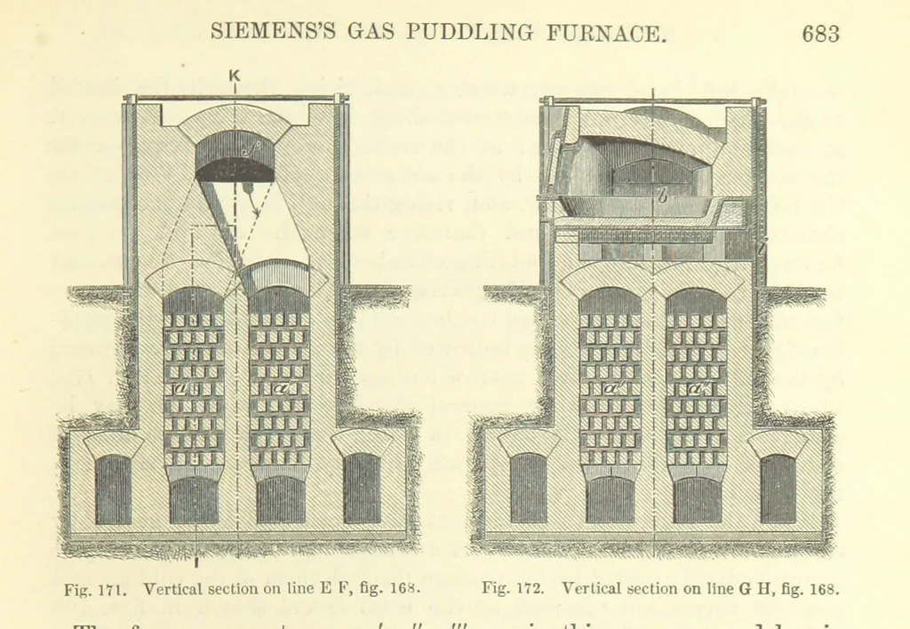 An illustration from Metallurgy. The art of extracting metals from their ores, and adapting them to various purposes of manufacture, etc, 1861, leaf 707