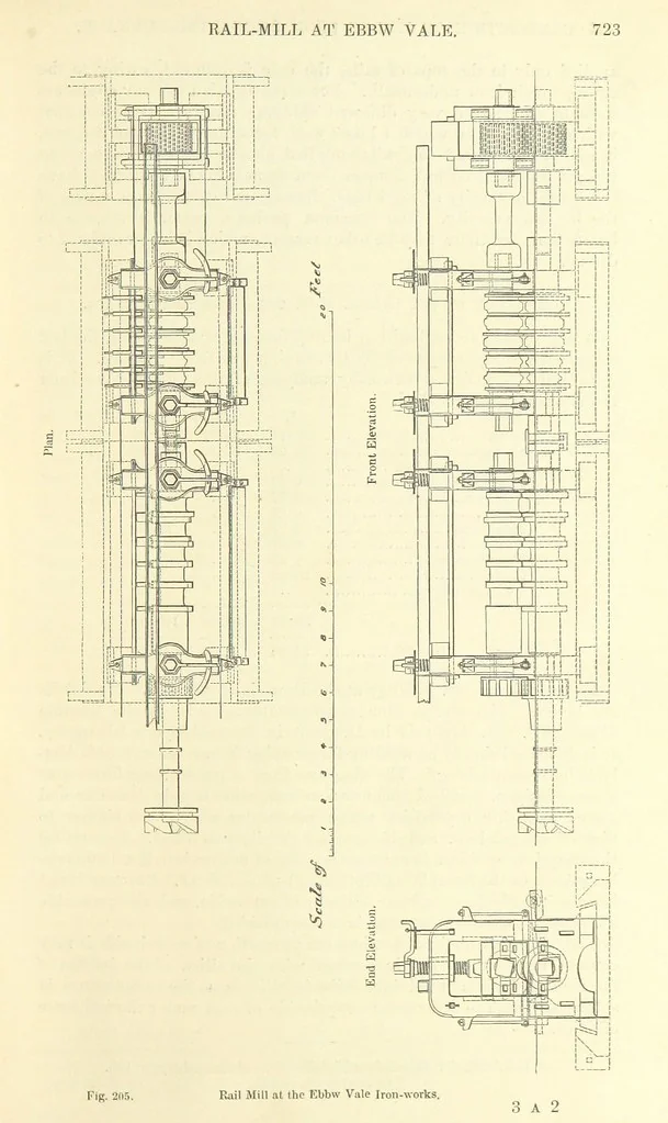 An illustration from Metallurgy. The art of extracting metals from their ores, and adapting them to various purposes of manufacture, etc, 1861, leaf 747