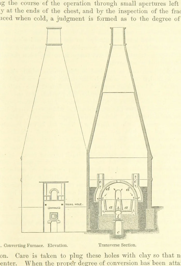 An illustration from Metallurgy. The art of extracting metals from their ores, and adapting them to various purposes of manufacture, etc, 1861, leaf 799