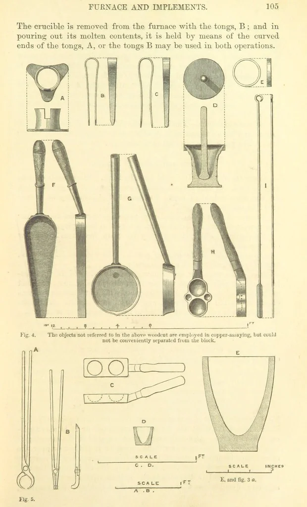 An illustration from Metallurgy. The art of extracting metals from their ores, and adapting them to various purposes of manufacture, etc, 1861, leaf 129