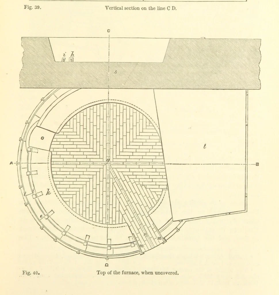 An illustration from Metallurgy. The art of extracting metals from their ores, and adapting them to various purposes of manufacture, etc, 1861, leaf 217