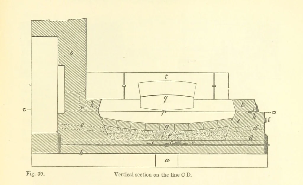 An illustration from Metallurgy. The art of extracting metals from their ores, and adapting them to various purposes of manufacture, etc, 1861, leaf 217