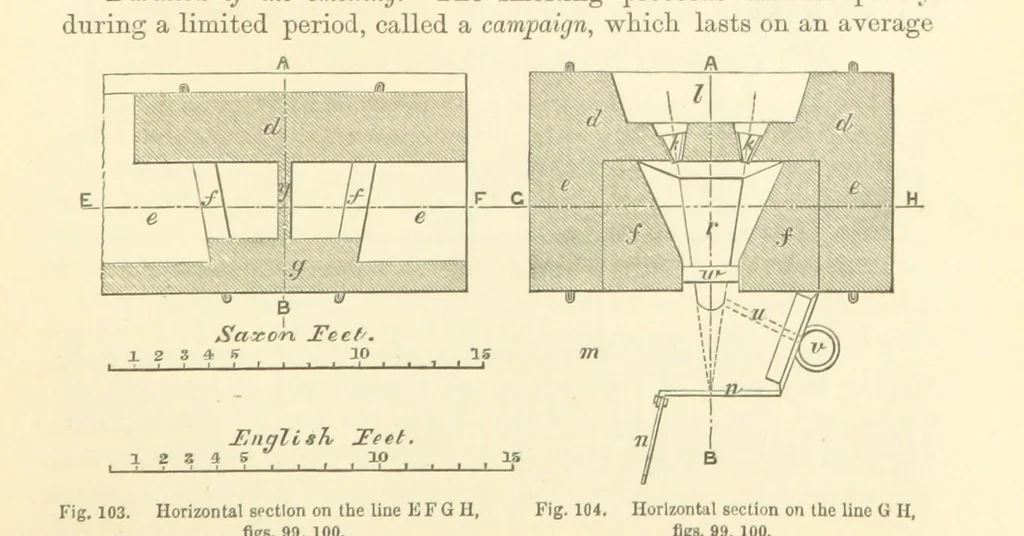 An illustration from Metallurgy. The art of extracting metals from their ores, and adapting them to various purposes of manufacture, etc, 1861, leaf 337