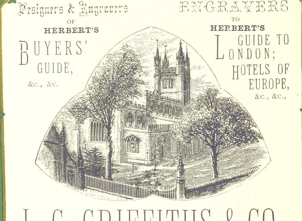 An illustration from London (illustrated). A complete guide to the leading hotels, places of amusement ... Also a directory ... of first-class reliable houses in the various branches of trade, 1872, leaf 244