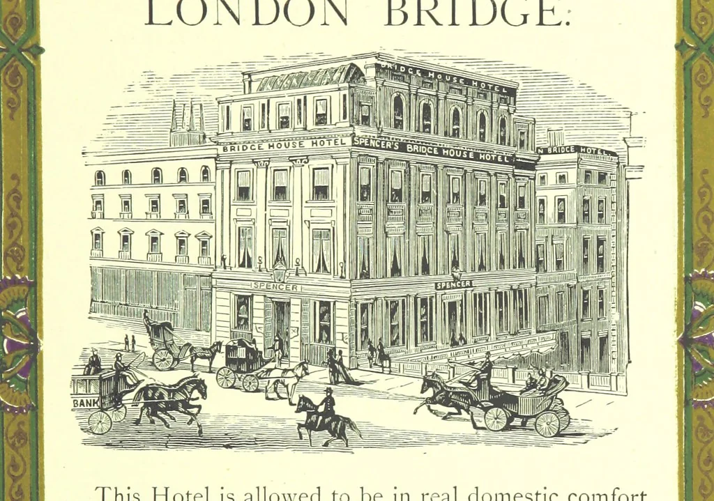 An illustration from London (illustrated). A complete guide to the leading hotels, places of amusement ... Also a directory ... of first-class reliable houses in the various branches of trade, 1872, leaf 39