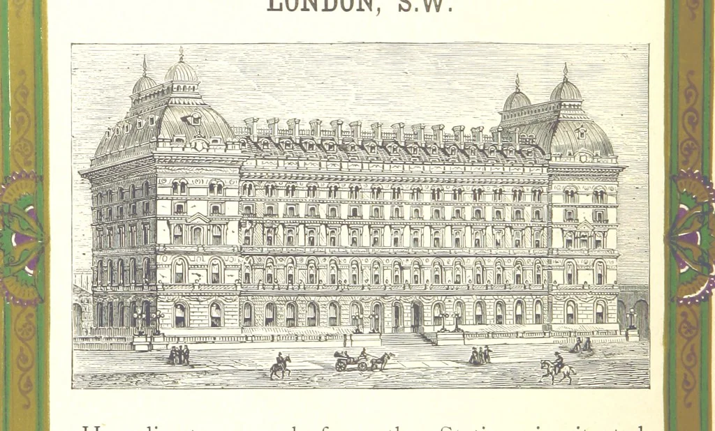An illustration from London (illustrated). A complete guide to the leading hotels, places of amusement ... Also a directory ... of first-class reliable houses in the various branches of trade, 1872, leaf 42