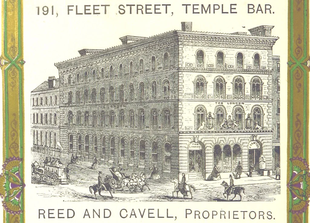 An illustration from London (illustrated). A complete guide to the leading hotels, places of amusement ... Also a directory ... of first-class reliable houses in the various branches of trade, 1872, leaf 48