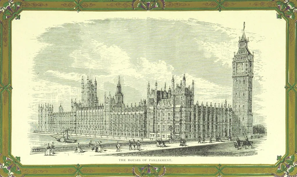 An illustration from London (illustrated). A complete guide to the leading hotels, places of amusement ... Also a directory ... of first-class reliable houses in the various branches of trade, 1872, leaf 87