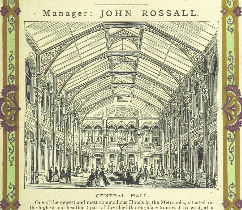An illustration from London (illustrated). A complete guide to the leading hotels, places of amusement ... Also a directory ... of first-class reliable houses in the various branches of trade, 1872, leaf 181