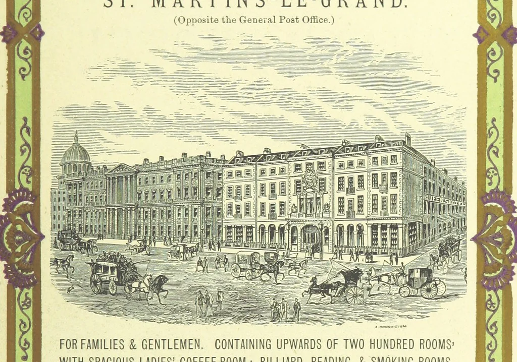 An illustration from London (illustrated). A complete guide to the leading hotels, places of amusement ... Also a directory ... of first-class reliable houses in the various branches of trade, 1872, leaf 187