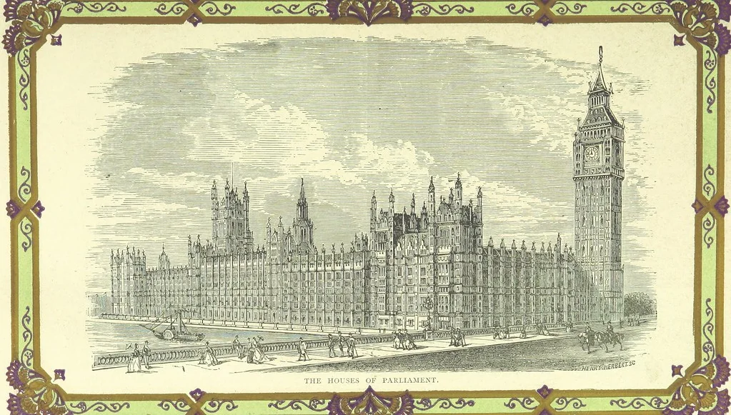 An illustration from London (illustrated). A complete guide to the leading hotels, places of amusement ... Also a directory ... of first-class reliable houses in the various branches of trade, 1872, leaf 75