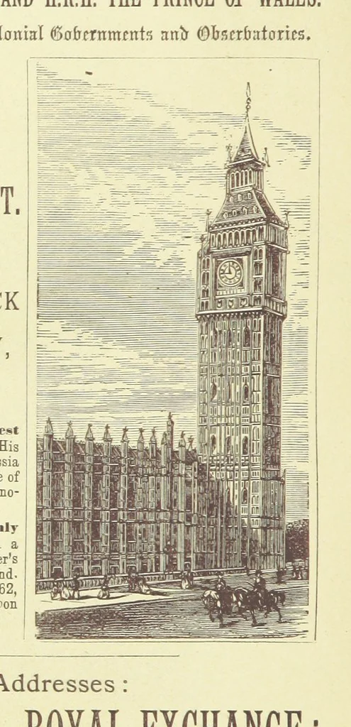 An illustration from London (illustrated). A complete guide to the leading hotels, places of amusement ... Also a directory ... of first-class reliable houses in the various branches of trade, 1872, leaf 228