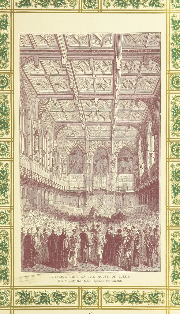 An illustration from London (illustrated). A complete guide to the leading hotels, places of amusement ... Also a directory ... of first-class reliable houses in the various branches of trade, 1872, leaf 65