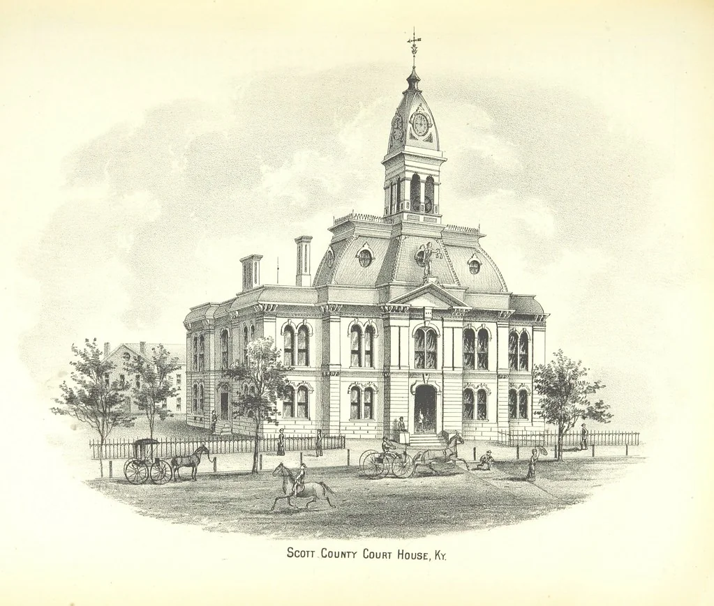 An illustration from History of Bourbon, Scott, Harrison, and Nicholas Counties, Kentucky. With an outline sketch of the Blue Grass Region, by R. Peter. Edited by W. H. Perrin. Illustrated, 1882, leaf 185