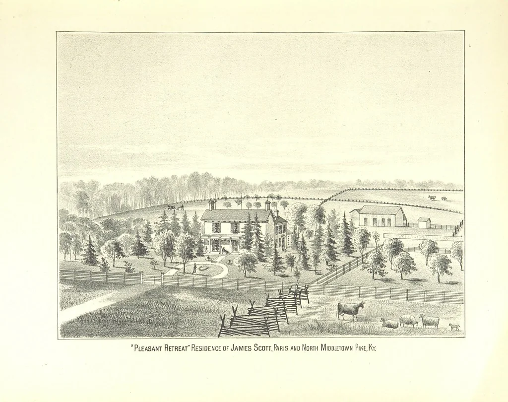 An illustration from History of Bourbon, Scott, Harrison, and Nicholas Counties, Kentucky. With an outline sketch of the Blue Grass Region, by R. Peter. Edited by W. H. Perrin. Illustrated, 1882, leaf 75