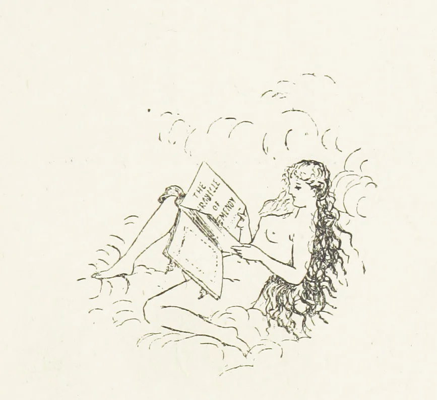 An illustration from The Chronicle of Clemendy; or, the history of the IX. Joyous Journeys. In which are contained the ... facetious tales of Master Gervase Perrot ... done into English [or rather, written] by A. Machen, 1888, leaf 5