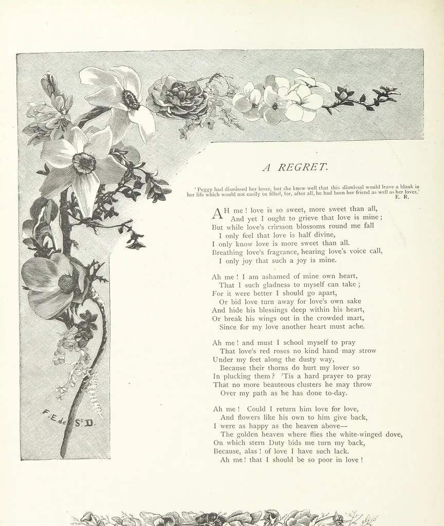 An illustration from A Crown of Flowers, being poems and pictures collected from the pages of The Girl's Own Paper. Edited by C. Peters, 1883, leaf 112