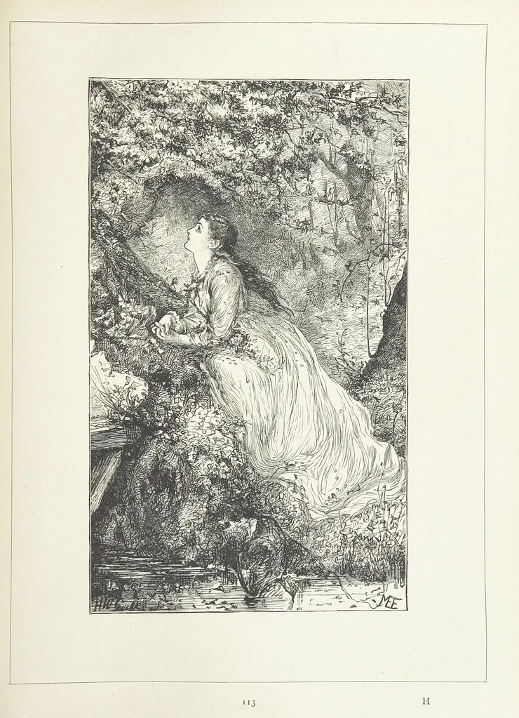 An illustration from A Crown of Flowers, being poems and pictures collected from the pages of The Girl's Own Paper. Edited by C. Peters, 1883, leaf 117