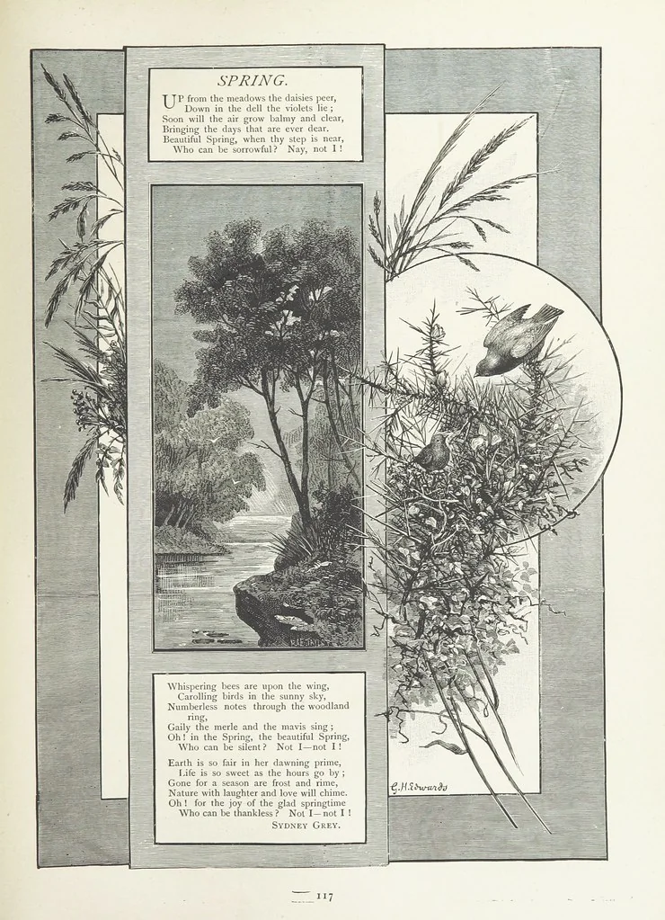 An illustration from A Crown of Flowers, being poems and pictures collected from the pages of The Girl's Own Paper. Edited by C. Peters, 1883, leaf 121