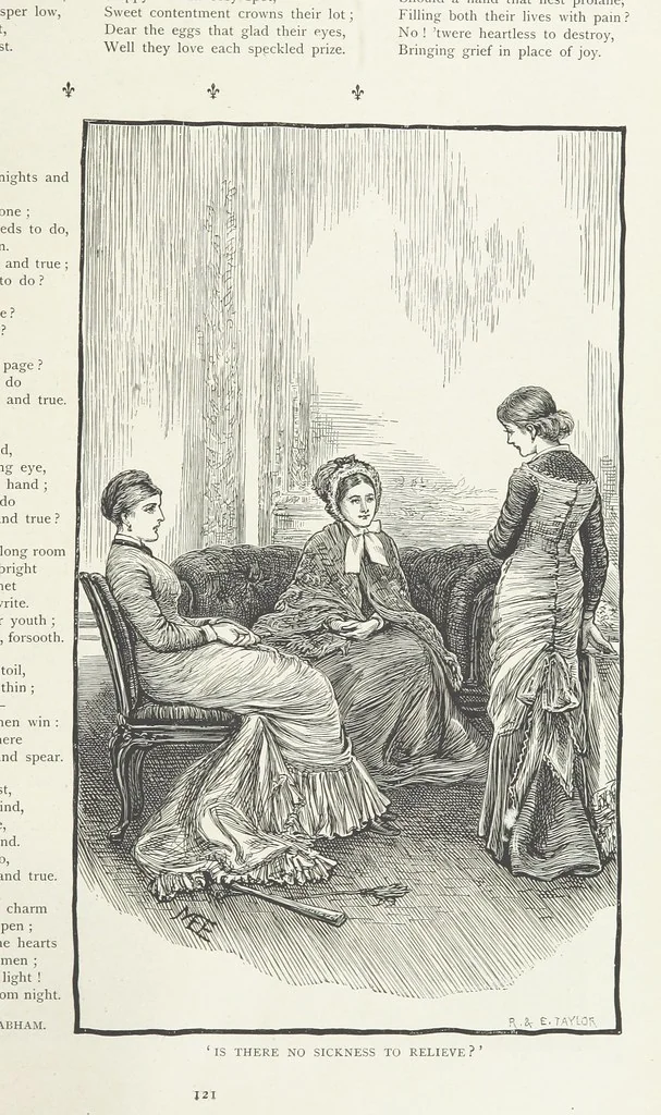 An illustration from A Crown of Flowers, being poems and pictures collected from the pages of The Girl's Own Paper. Edited by C. Peters, 1883, leaf 125